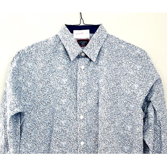 Untuckit Men's Paisley Button Down Shirt L Blue Long Sleeve Cotton Preppy - Picture 2 of 8